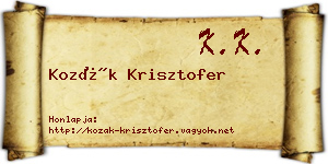 Kozák Krisztofer névjegykártya