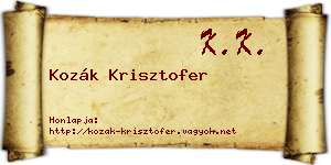 Kozák Krisztofer névjegykártya